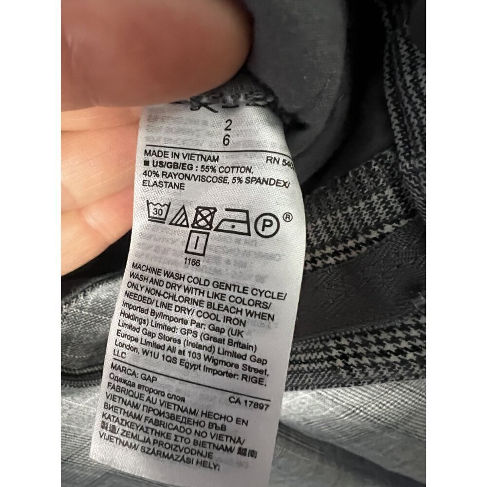 GAP Gray Plaid Slim Fit Womens Trousers With Pockets, WORK ATTIRE, WORK TROUSERS - Picture 10 of 10